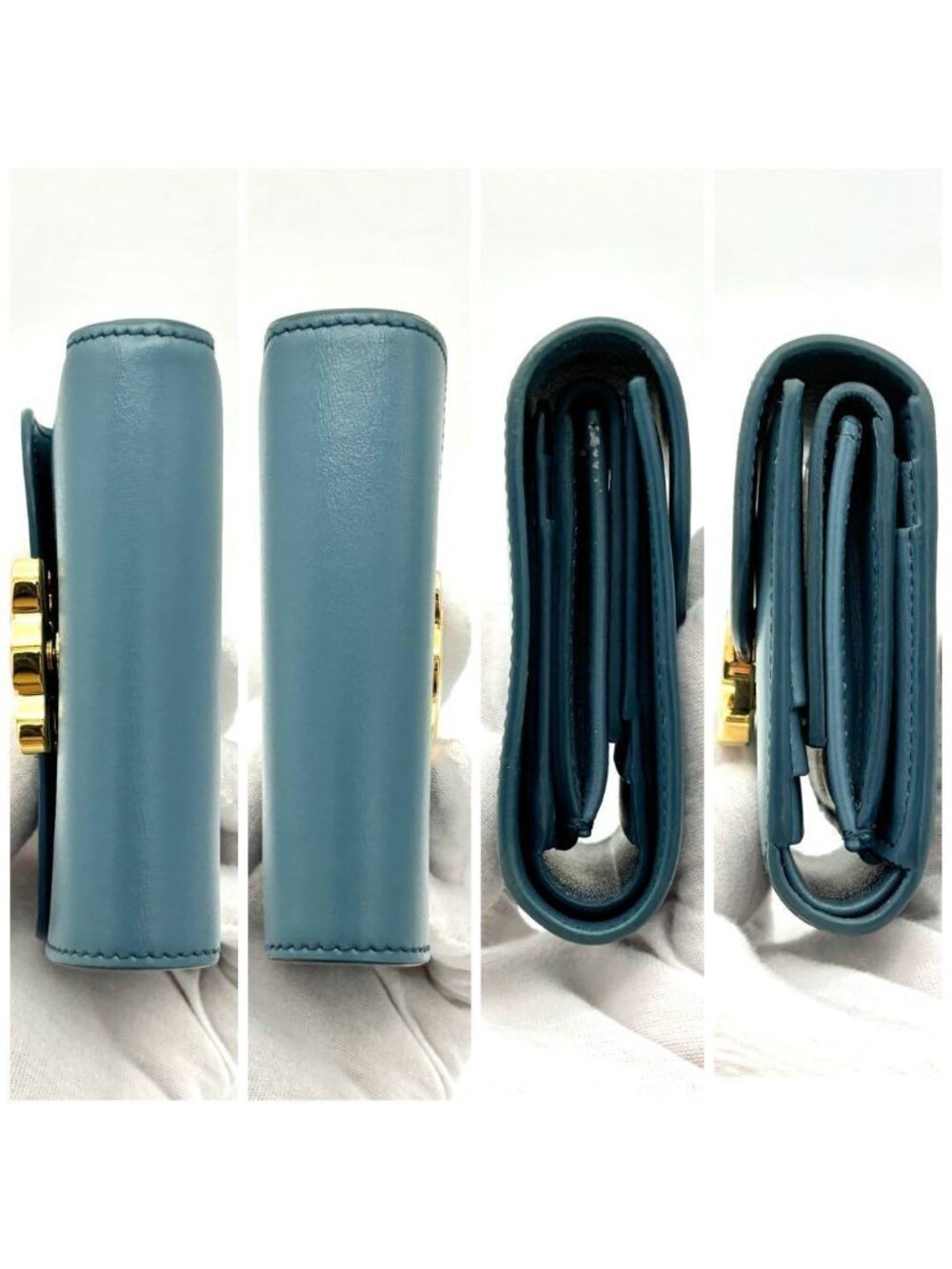 Celine Small Flap Wallet Triomphe Light Blue - Picture 6 of 11